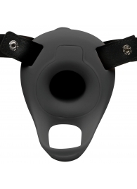 Черный полый страпон с вибрацией 2’’ Erection 28X Smooth Vibrating Silicone Penis Sheath - XR Brands - купить с доставкой в Туле