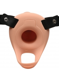 Телесный полый страпон 2  Erection 28X Smooth Vibrating Silicone Penis Sheath - 16 см. - XR Brands - купить с доставкой в Туле
