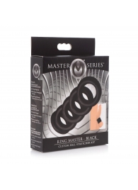 Комплект из 5 черных эрекционных колец для мошонки Ring Master Custom Ball Stretcher Kit - XR Brands - в Туле купить с доставкой
