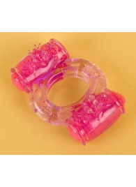 Фиолетовое виброкольцо с двумя вибропульками - Toyfa Basic - в Туле купить с доставкой