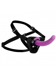 Лиловый поясной страпон Navigator Silicone G-Spot Dildo with Harness - 17,8 см. - XR Brands - купить с доставкой в Туле