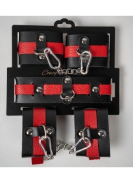 Черно-красный набор фиксаций: наручники, оковы и ошейник - Crazy Handmade - купить с доставкой в Туле