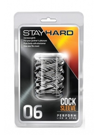 Прозрачная насадка с объёмными чёрточками STAY HARD COCK SLEEVE 06 CLEAR - Blush Novelties - в Туле купить с доставкой