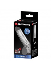 Прозрачная насадка на пенис с ребрышками и подхватом мошонки - Baile - в Туле купить с доставкой