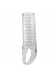 Прозрачная насадка на пенис с ребрышками и подхватом мошонки - Baile - в Туле купить с доставкой