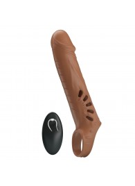 Коричневая вибронасадка с подхватом мошонки и пультом ДУ - Baile - в Туле купить с доставкой