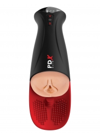 Телесный мастурбатор-вагина в черной колбе с вибрацией Fuck-O-Matic Pro XL - Pipedream - в Туле купить с доставкой