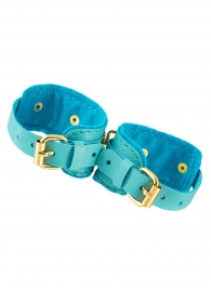 Голубые двуслойные кожаные оковы - Pecado - купить с доставкой в Туле