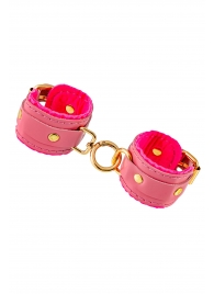 Розовые двуслойные кожаные наручники-браслеты - Pecado - купить с доставкой в Туле
