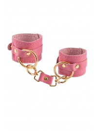 Розовые однослойные кожаные наручники - Pecado - купить с доставкой в Туле