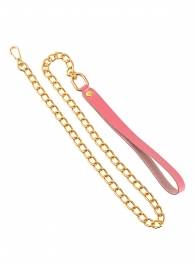 Розовый кожаный поводок с карабином для ошейника - 80 см. - Pecado - купить с доставкой в Туле