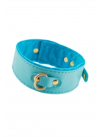 Голубой двуслойный кожаный ошейник с подкладкой из фетра - Pecado - купить с доставкой в Туле