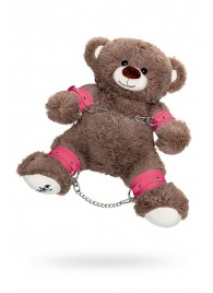 Бондажный набор: бурый мишка с розовыми оковами и наручниками - Pecado - купить с доставкой в Туле
