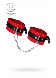 Красно-черные мягкие оковы с одним ремешком и люверсами - Pecado - купить с доставкой в Туле