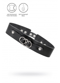 Черный чокер-ошейник со связанными кольцами на подложке - Pecado - купить с доставкой в Туле