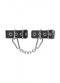 Черные кожаные наручники-браслеты из одного ремешка с люверсами - Pecado - купить с доставкой в Туле