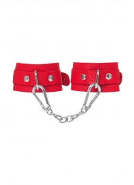 Красные кожаные наручники-браслеты со скруглёнными углами - Pecado - купить с доставкой в Туле