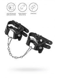 Черные кожаные наручники-браслеты из двух ремешков - Pecado - купить с доставкой в Туле