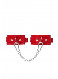 Красные кожаные узкие оковы со скруглёнными углами - Pecado - купить с доставкой в Туле