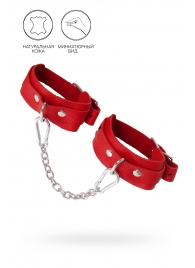 Красные кожаные узкие оковы со скруглёнными углами - Pecado - купить с доставкой в Туле
