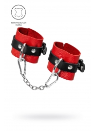 Красно-черные мягкие наручники с одним ремешком с люверсами - Pecado - купить с доставкой в Туле