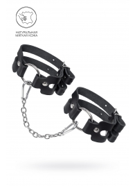 Черные кожаные оковы из двух ремешков - Pecado - купить с доставкой в Туле
