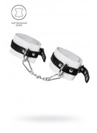 Бело-черные мягкие оковы с одним ремешком и люверсами - Pecado - купить с доставкой в Туле