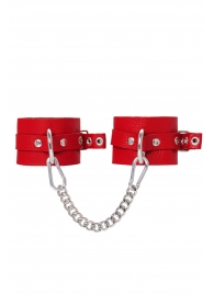 Красные мягкие кожаные оковы с люверсами - Pecado - купить с доставкой в Туле