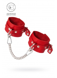 Красные мягкие кожаные оковы с люверсами - Pecado - купить с доставкой в Туле