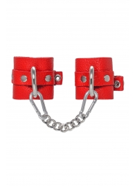 Красные мягкие кожаные наручники с люверсами - Pecado - купить с доставкой в Туле