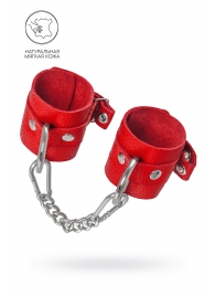 Красные мягкие кожаные наручники с люверсами - Pecado - купить с доставкой в Туле
