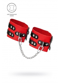 Красно-черные мягкие оковы с двумя ремешками с люверсами - Pecado - купить с доставкой в Туле
