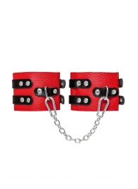 Красно-черные мягкие оковы с двумя ремешками с люверсами - Pecado - купить с доставкой в Туле