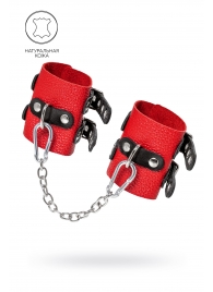 Красно-черные мягкие наручники с двумя ремешками с люверсами - Pecado - купить с доставкой в Туле