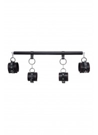 Черная распорка с 4 манжетами для рук и ног - Pecado - купить с доставкой в Туле