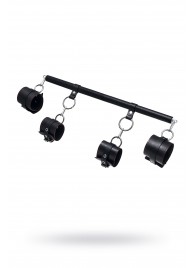 Черная распорка с 4 манжетами для рук и ног - Pecado - купить с доставкой в Туле