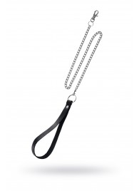 Поводок с ручкой из черной натуральной кожи и карабином для ошейника - Pecado - купить с доставкой в Туле