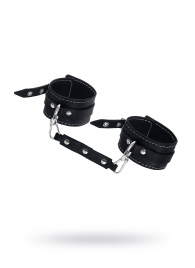 Черные двухслойные кожаные оковы с белой строчкой - Pecado - купить с доставкой в Туле
