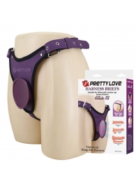 Фиолетовые трусики харнесс с платформой Caludio III - Baile - купить с доставкой в Туле