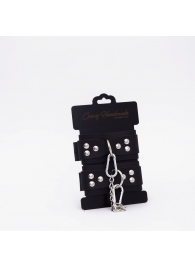 Черные кожаные наручники с регулируемыми ремешками - Crazy Handmade - купить с доставкой в Туле