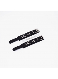 Черные кожаные наручники с регулируемыми ремешками - Crazy Handmade - купить с доставкой в Туле