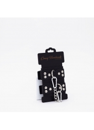 Черные кожаные оковы с регулируемыми ремешками - Crazy Handmade - купить с доставкой в Туле