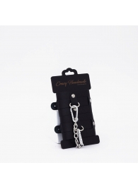 Черные кожаные наручники с хромированной фурнитурой - Crazy Handmade - купить с доставкой в Туле