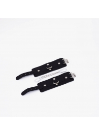 Черные кожаные наручники с хромированной фурнитурой - Crazy Handmade - купить с доставкой в Туле