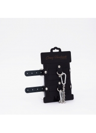 Черные кожаные оковы с хромированной фурнитурой - Crazy Handmade - купить с доставкой в Туле