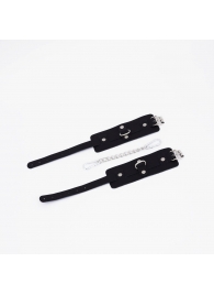 Черные кожаные оковы с хромированной фурнитурой - Crazy Handmade - купить с доставкой в Туле