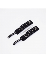 Черные кожаные наручники Sex - Crazy Handmade - купить с доставкой в Туле