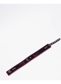 Черно-розовый кожаный ошейник с розовой строчкой - Crazy Handmade - купить с доставкой в Туле