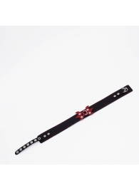 Черный ошейник с красным декором и строчкой - Crazy Handmade - купить с доставкой в Туле