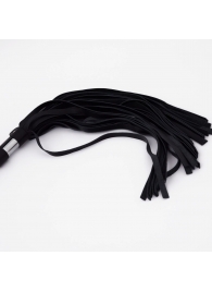 Черный кожаный флоггер со стальной ручкой - 45 см. - Crazy Handmade - купить с доставкой в Туле